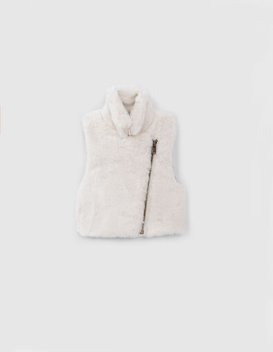 Off-white sleeveless biker-style vest for baby girls - IKKS