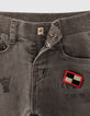 Baby boys’ grey jeans with print and badge-5