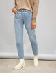Rechte lichtblauwe jeans high waist katoen dames-1