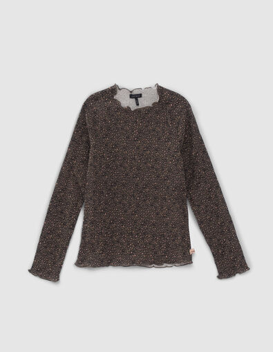 Girls’ khaki leopard print T-shirt - IKKS