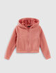 Girls’ rosewood felted/Sherpa inside cardigan-1