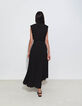 Vestido largo negro maxi cuello plisado Pure Edition mujer-3