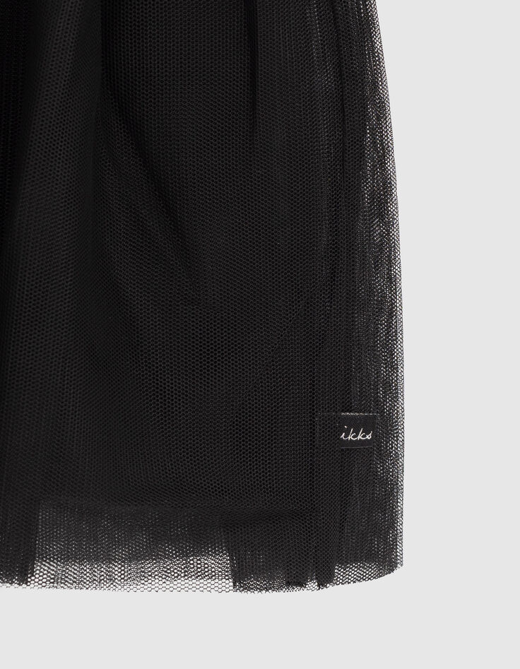 Girls’ off-white mixed-fabric dress with black tutu-4