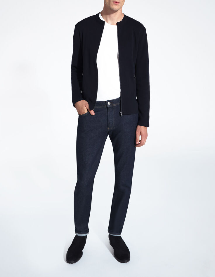 Men’s navy knit cardigan with zip pockets-6