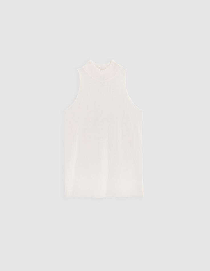 Women's off-white sleeveless knit high neck sweater-6