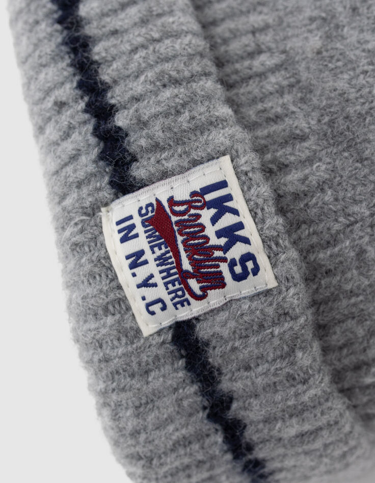 Boys’ grey slogan jacquard knit beanie-5