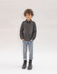 Blauwe SLIM jongensjeans met slijtage-1