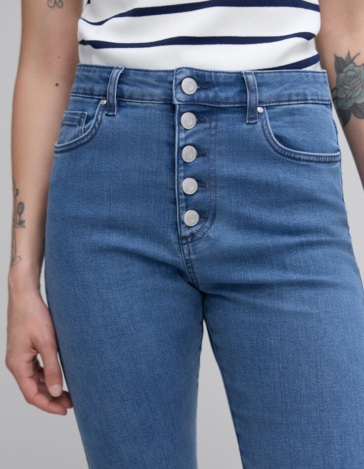 Waterless Blue Straight Jeans für Damen mit Knopfverschluss-5