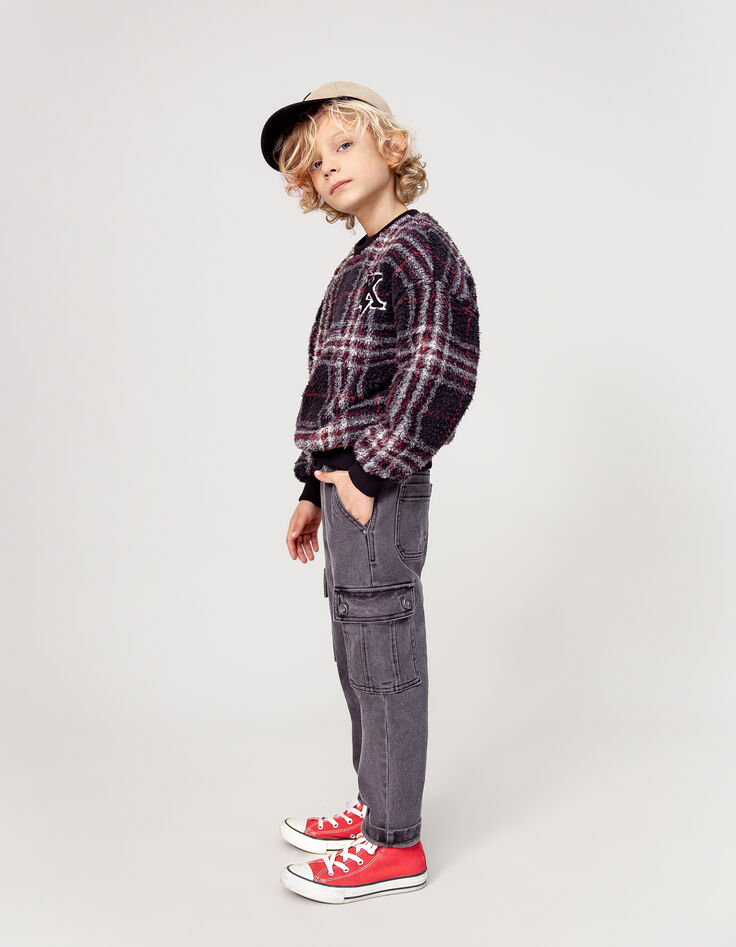 LOOSE grey denim battle spirit joggers for boys-2