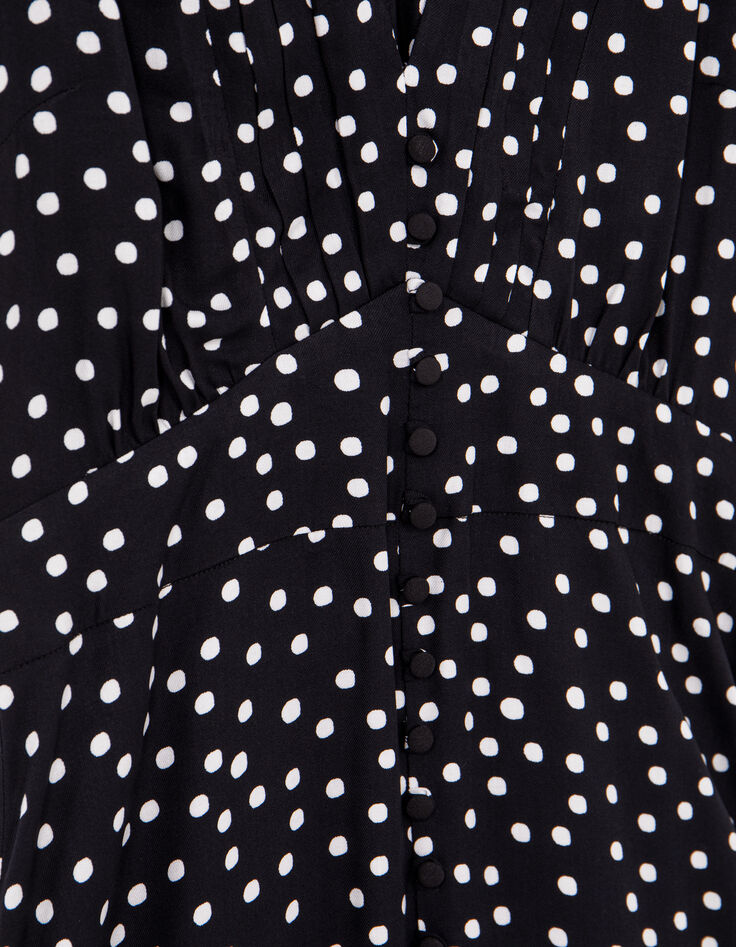 Schwarzes LENZING™ ECOVERO™ Kleid mit Polka-Dot-Print für -5