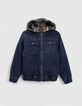 Jungenwendejacke aus Jeansstoff und kariertem Sherpafleece-3