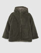 Girls’ khaki Sherpa/quilted reversible padded coat-3