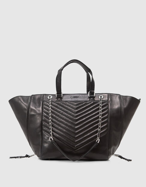 Sac cabas 1440 noir cuir Taille Large Femme - IKKS