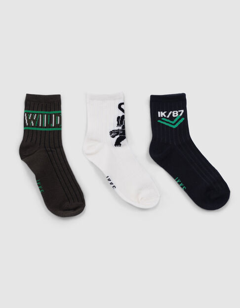 Chaussettes kaki, écrues, noires garçon - IKKS