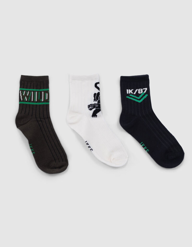 Chaussettes kaki, écrues, noires garçon-1