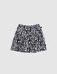 Short black skirt floral print rock girl-2