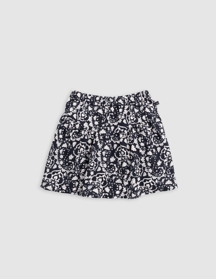 Short black skirt floral print rock girl-2