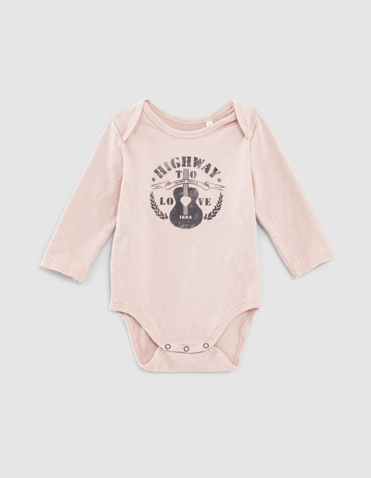 Hellrosa Babybody aus Biobaumwolle mit Gitarrenmotiv-1