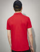 Men’s red mixed fabric SLIM polo shirt-3