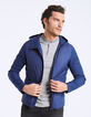 Cárdigan-chaqueta índigo bi-materia con capucha Ultra Light Warmth Hombre-3