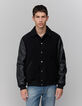 Men’s black mixed chrome-free leather varsity jacket-5