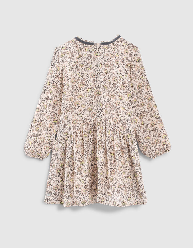 Girls’ beige flower print dress-4