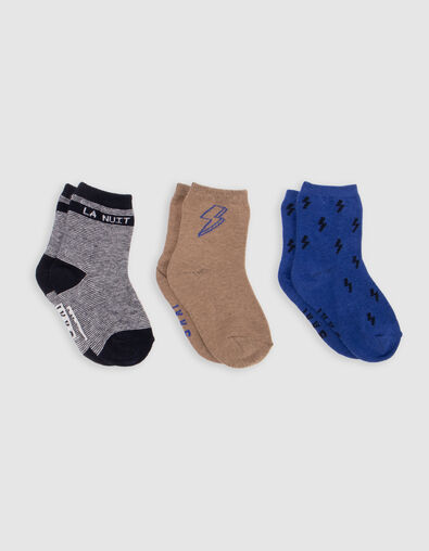 Chaussettes marine, camel et bleues bébé garçon - IKKS