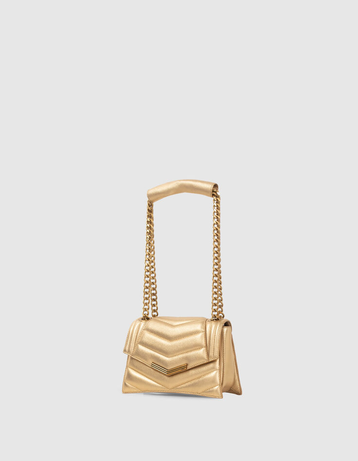 Damentasche THE 1 glitter aus goldfarbenem Metallic-Leder Größe S-4