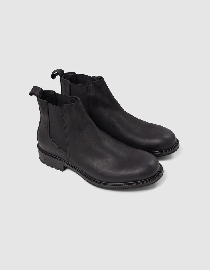 Chelsea boots noires crantées cuir nubuck Homme-5