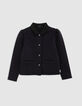 Girl's navy fleece button-down cardigan-2