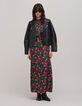 Women's flower pixel print black maxi dress-6