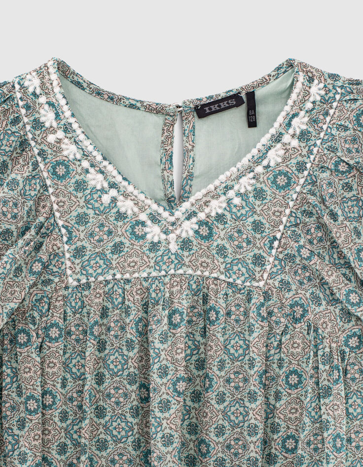 Loose top aqua met geometrische print meisjes-2