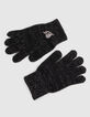 Girl's black glitter knit gloves-4