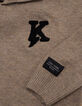 Boy's camel knit badge K embroidery bouclette sweater-8