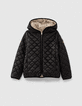 Girls’ black & star-printed beige reversible padded jacket-1