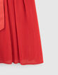 Robe rouge plissée avec ceinture fille-6