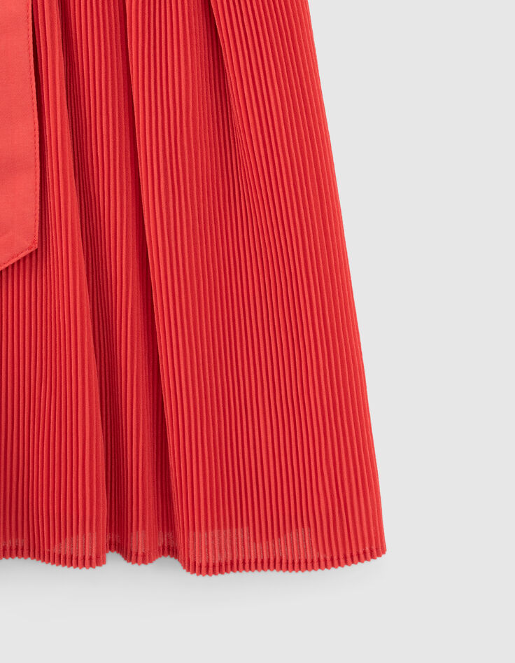 Robe rouge plissée avec ceinture fille-6