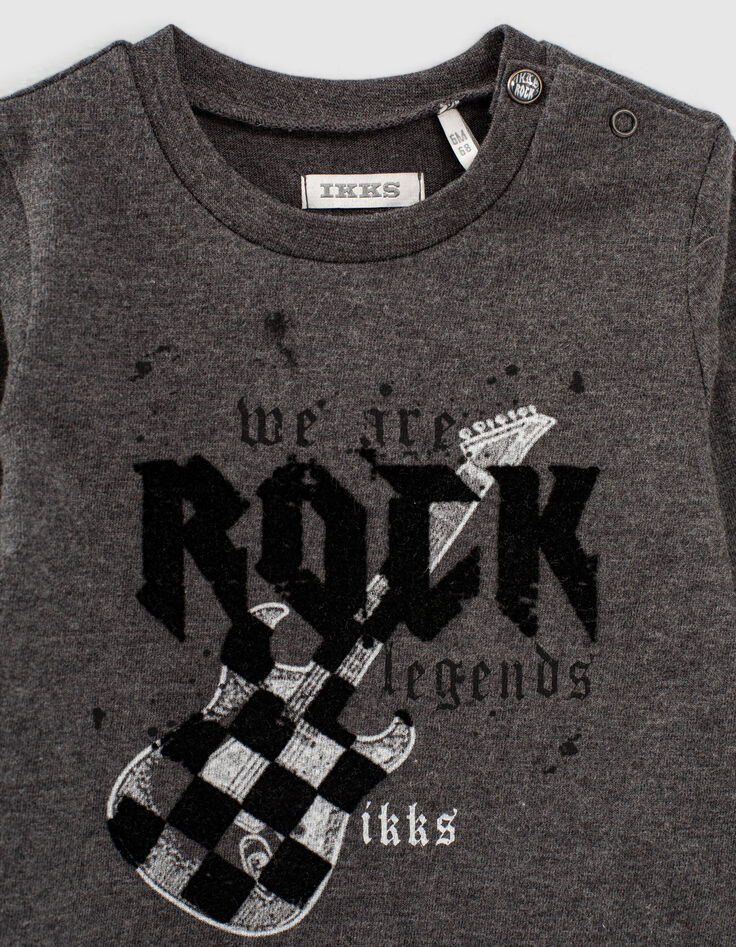 Camiseta gris guitarra flocado bebé niño -2