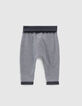 Pantalon réversible gris chiné et rayé coton bio bébé-5