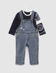 Set jeanstuinbroek en T-shirt babyjongens-1