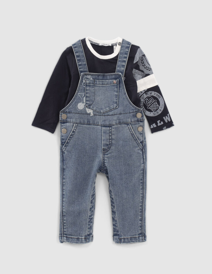 Baby boys’ denim dungarees & T-shirt outfit-1