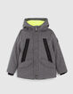 Boys’ grey parka with neon green lining-1