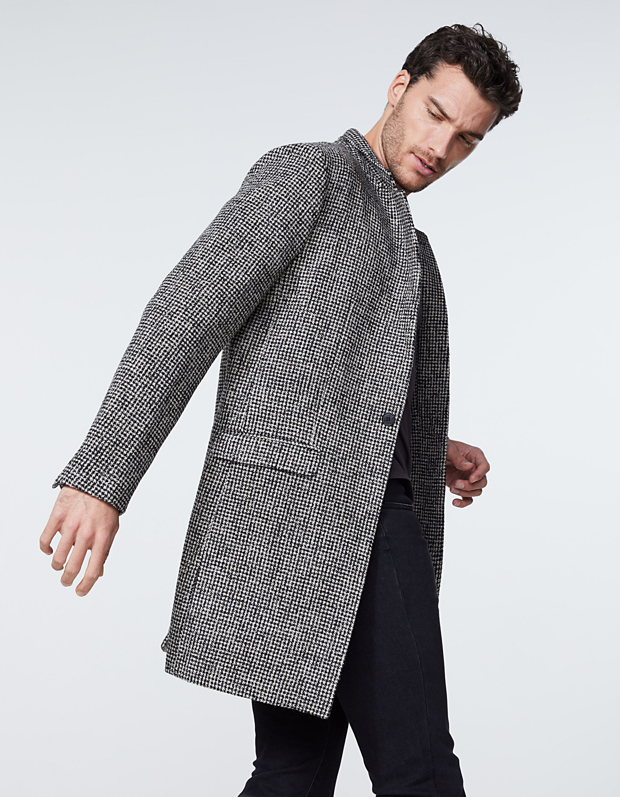 Manteau anthracite carreaux Homme