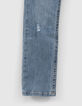 Boys’ blue slim jeans with placed distressing-6