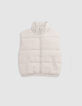 Girl's ecru sleeveless down jacket-2