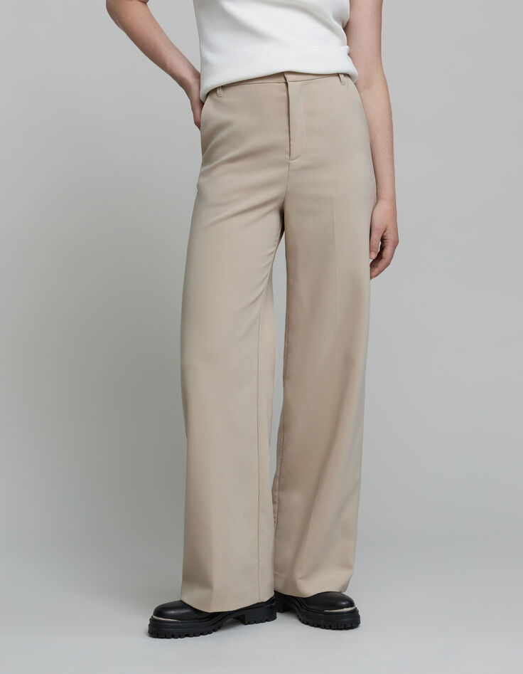 Women's beige recycled polyester suit pants-3