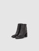 Women’s black zipped leather boots with metal bar-5