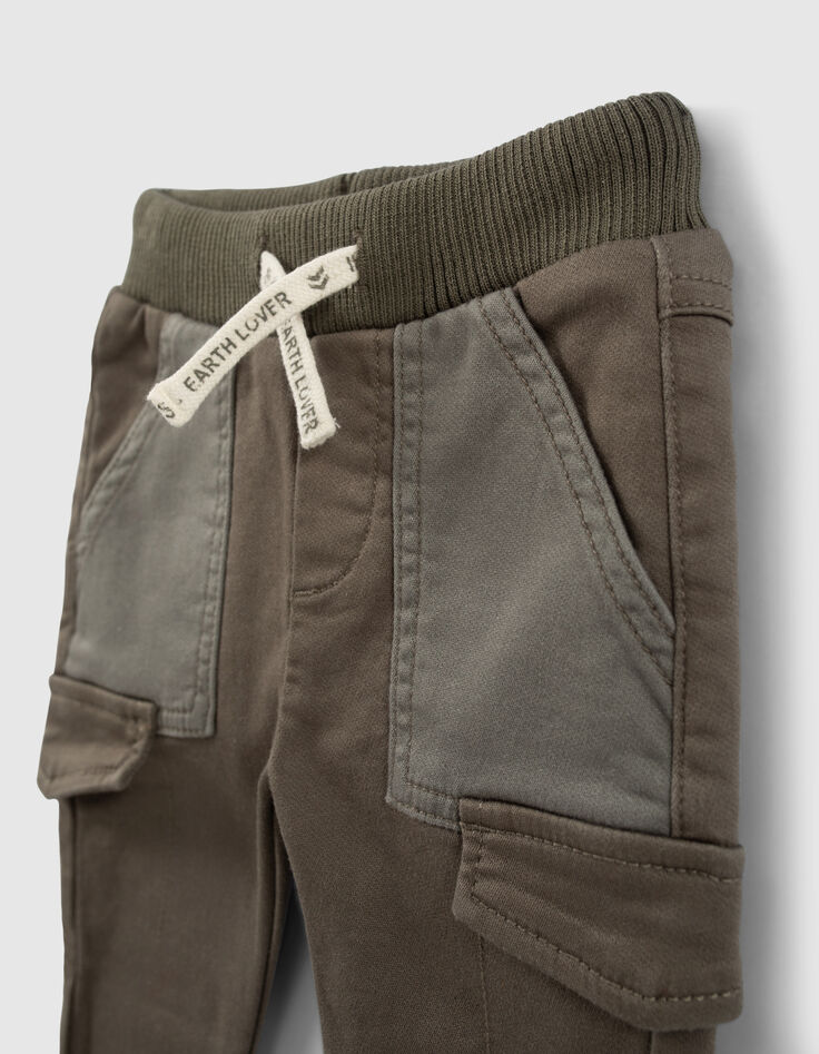 Baby boys’ khaki combat trousers with contrasting pockets-7