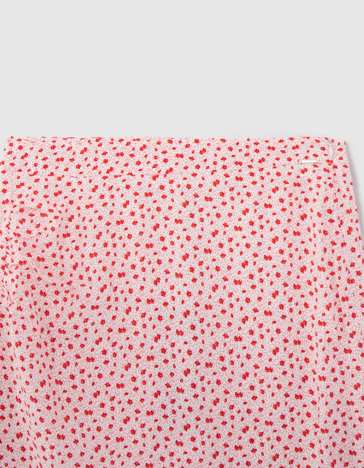 Short ecru skirt LENZING™ ECOVERO™ red flowers girl-3