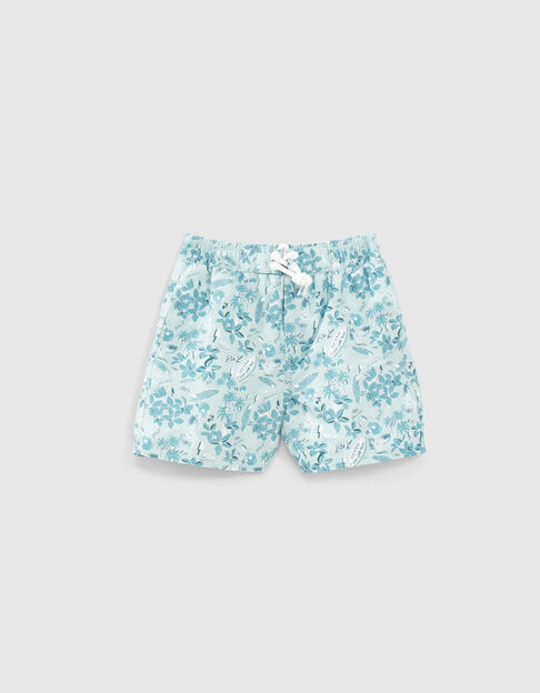 Boys’ aqua flower print recycled swim shorts - IKKS